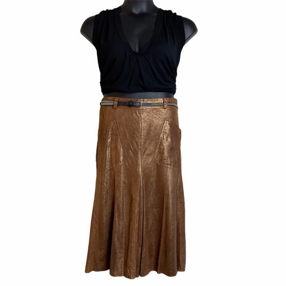 John Varvatos Dresses & Skirts - John Varvatos Bronze Metallic A-line Midi Skirt 8